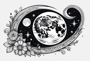moon with stars tattoo idea
