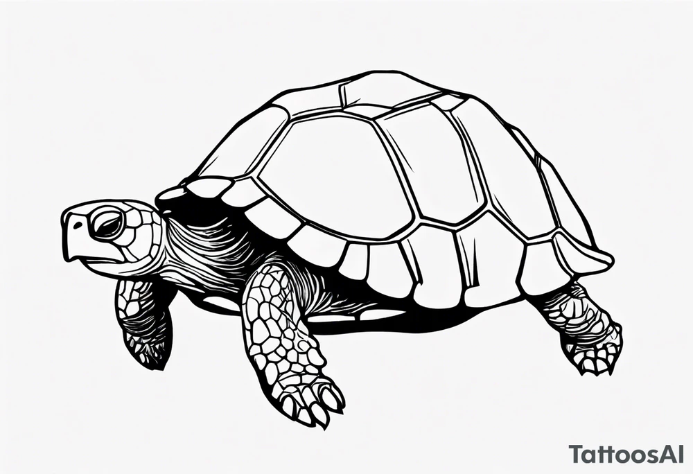 One line cartoonish tortoise reminding you to go slow tattoo idea