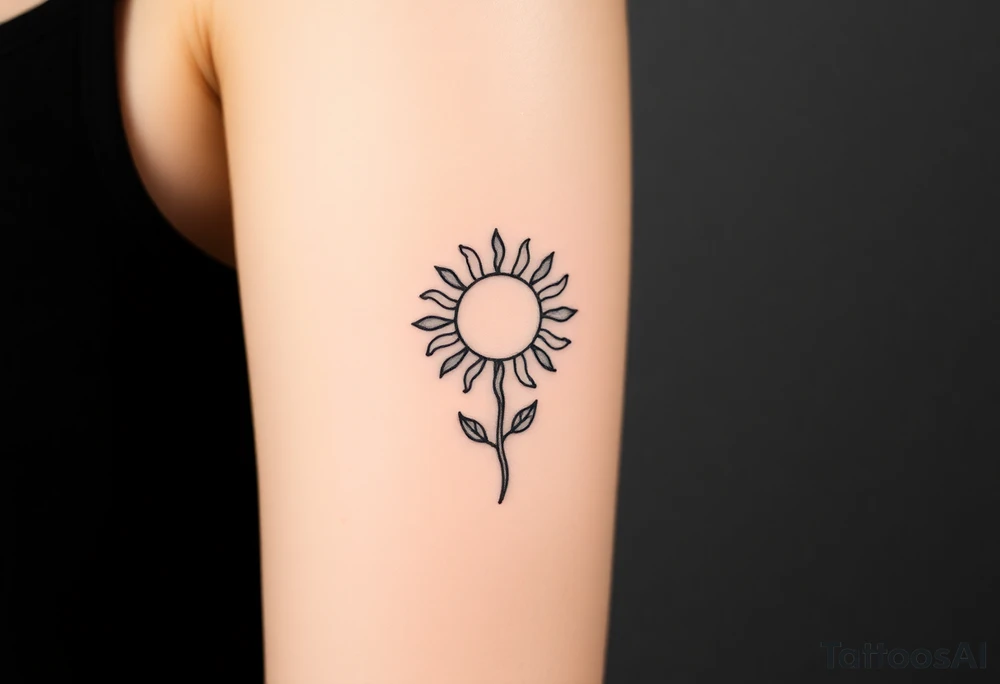 Mystical sun with a stem like a sunflower tattoo idea