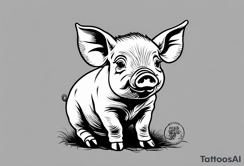 cute piglet.
with text: "friends not food" tattoo idea