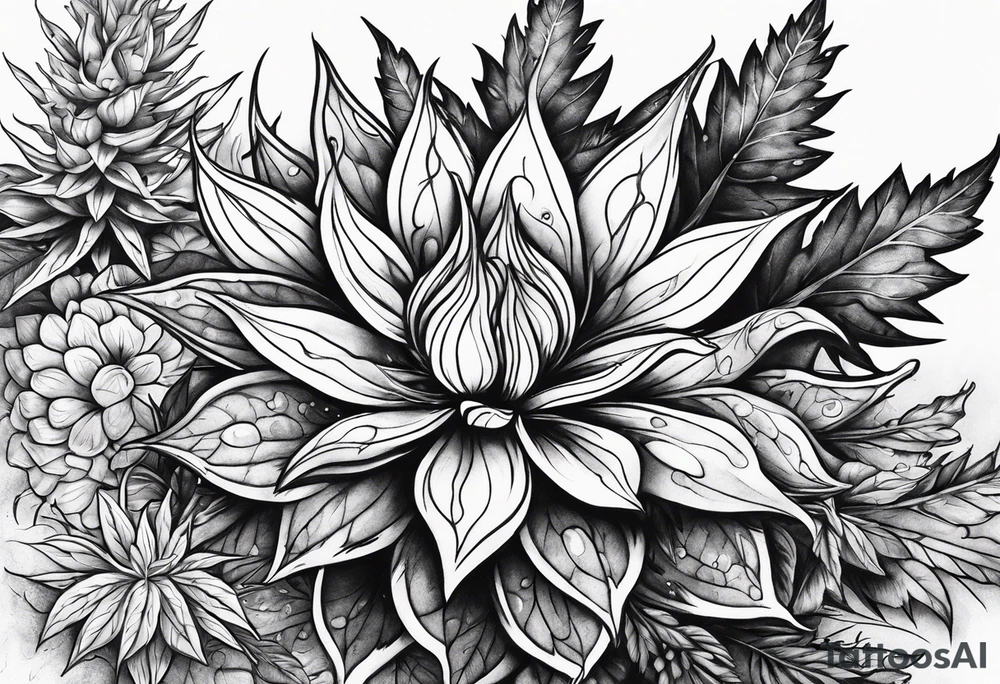 Marijuana flowering tattoo idea
