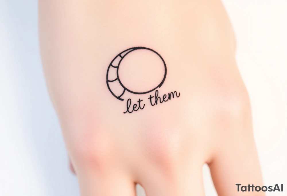 Mystical holistic croissant de moon with the text Let Them tattoo idea
