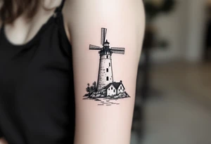 Lighthouse with the right half a windmill tattoo idea