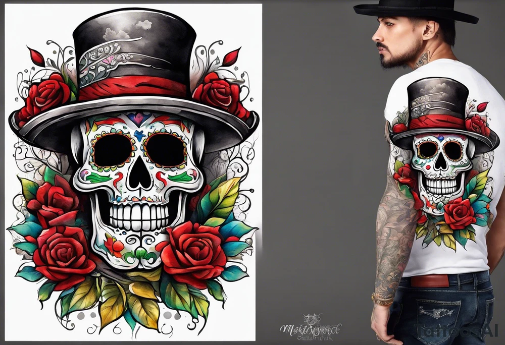 Mexico day of dead  man standing
 skeleton drink tattoo idea