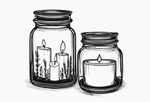 dainty candle in a jar tattoo idea