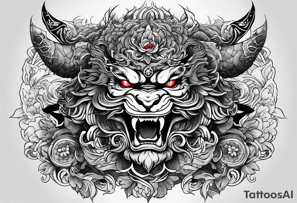 Japanese-style tattoo with demons tattoo idea Japanese-style tattoo with demons tattoo idea