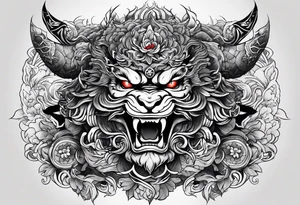 Japanese-style tattoo with demons tattoo idea