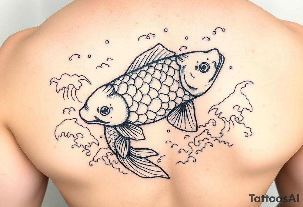traditional koi fish swimming upstream through turbulent waves tattoo idea traditional koi fish swimming upstream through turbulent waves tattoo idea