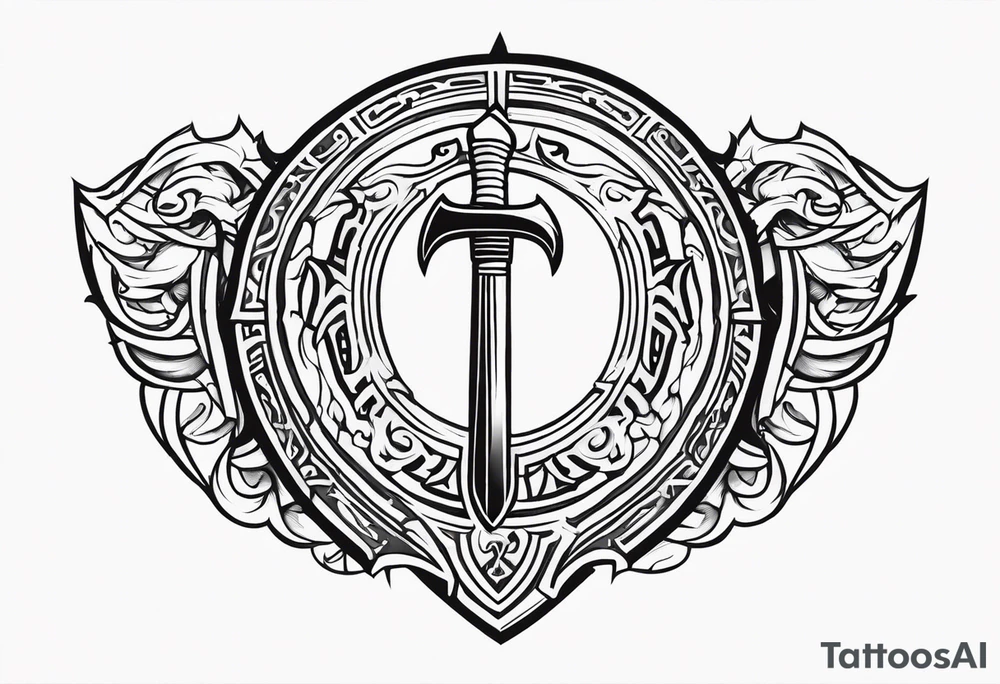 Valhalla shield sword 
axe tattoo idea