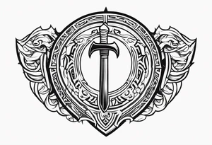 Valhalla shield sword 
axe tattoo idea
