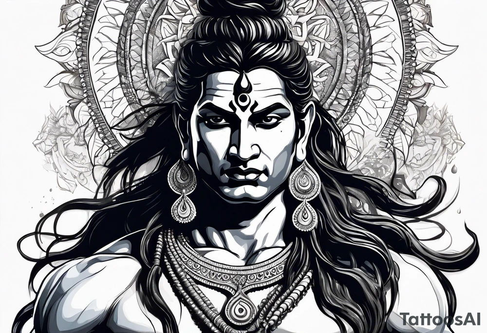 Lord Shiva in angry mood tattoo idea