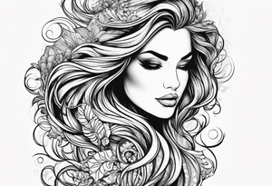 Wildly flowing mermaid hair tattoo idea