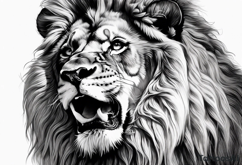 powerful majestic lion, close-up tattoo idea