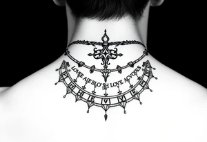 create a asatru norse choker necklace for a neck tattoo on a female with the runes love and protection and self love in it tattoo idea