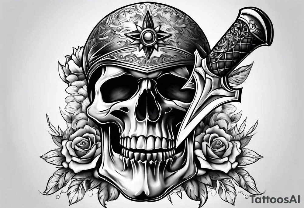 Skull dagger tattoo idea
