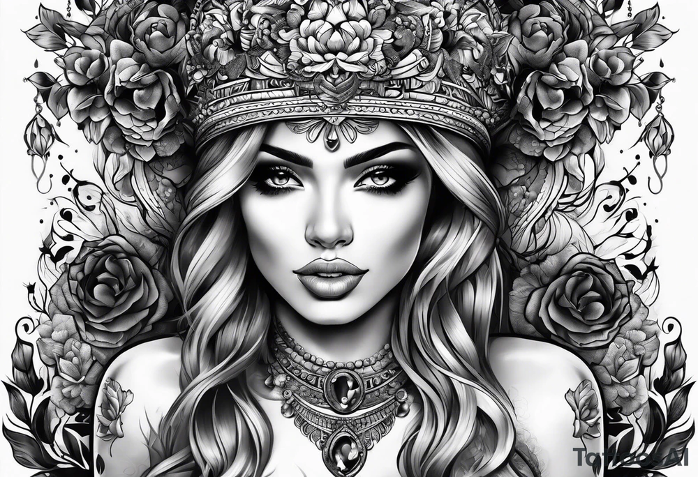 Woman with skull tattoo idea