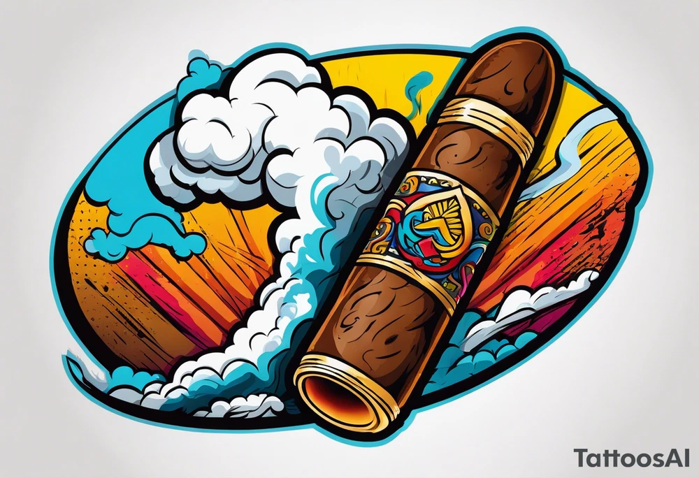 tattoo of a cigar lit with smoke tattoo idea
