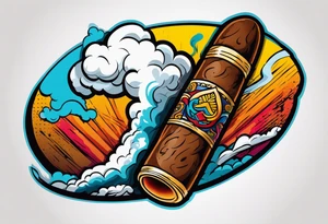 tattoo of a cigar lit with smoke tattoo idea