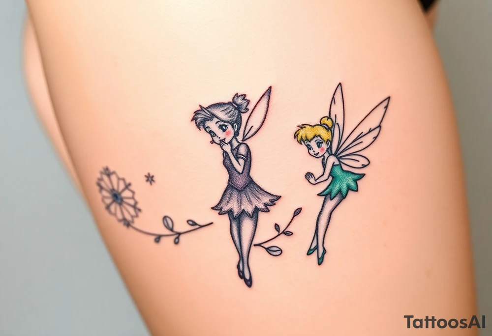 Peter pan, Wendy, Tinker Bell and Winter Tinker bell tattoo idea