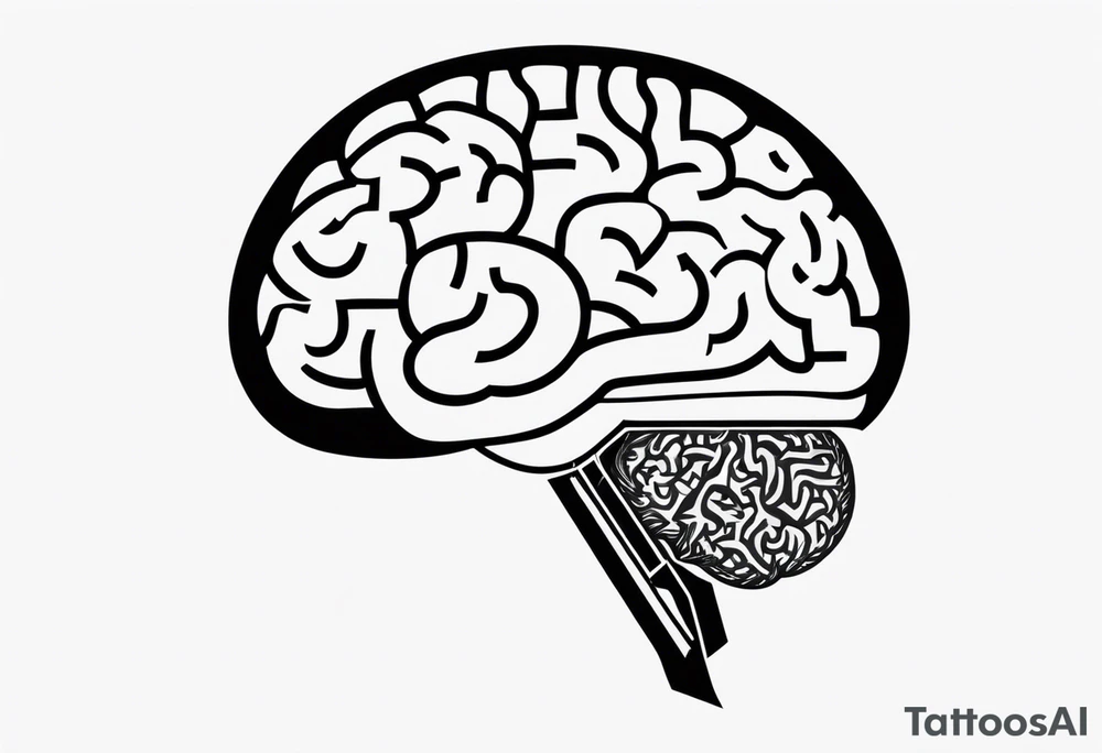 Picture of the outline of a brain with a letter I in it tattoo idea