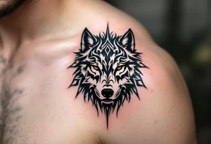 wolf face tattoo idea