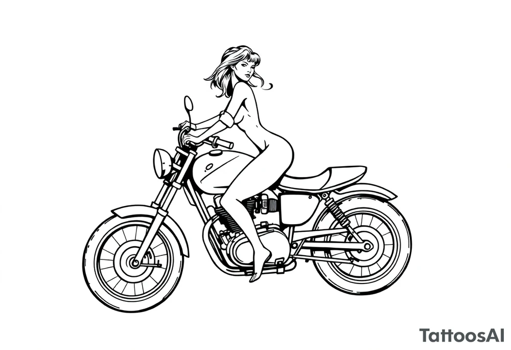 naked girl on motorcycle, slut, angry tattoo idea