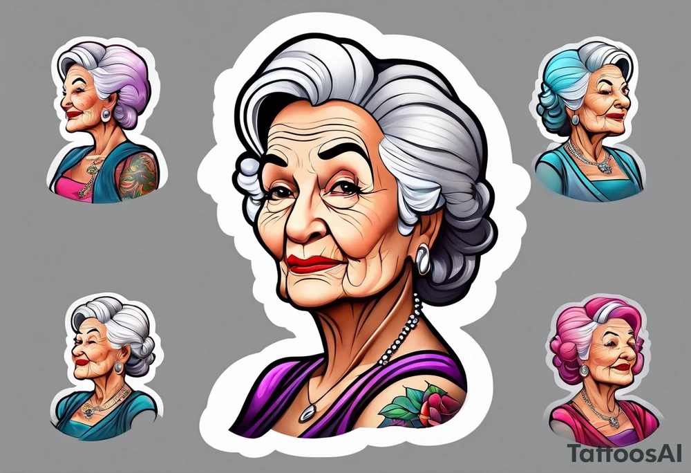 Muscular old lady posing. tattoo idea
