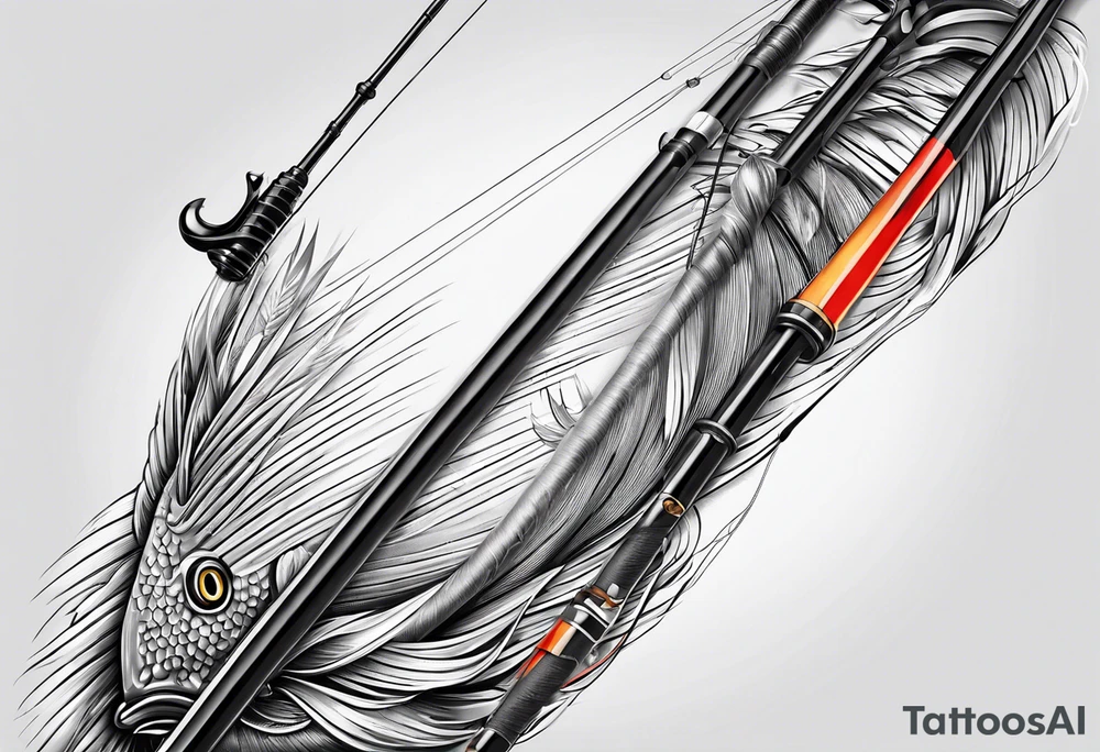 fishing-pole and line with hook tattoo idea