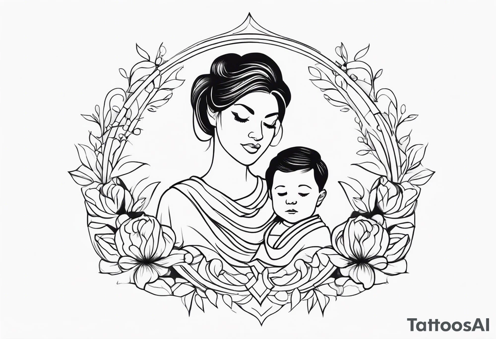 Mom with son and daughter tattoo idea