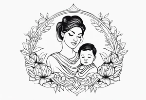 Mom with son and daughter tattoo idea