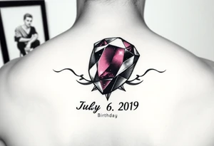 Ruby gemstone with the birthday July 6, 2019 tattoo idea