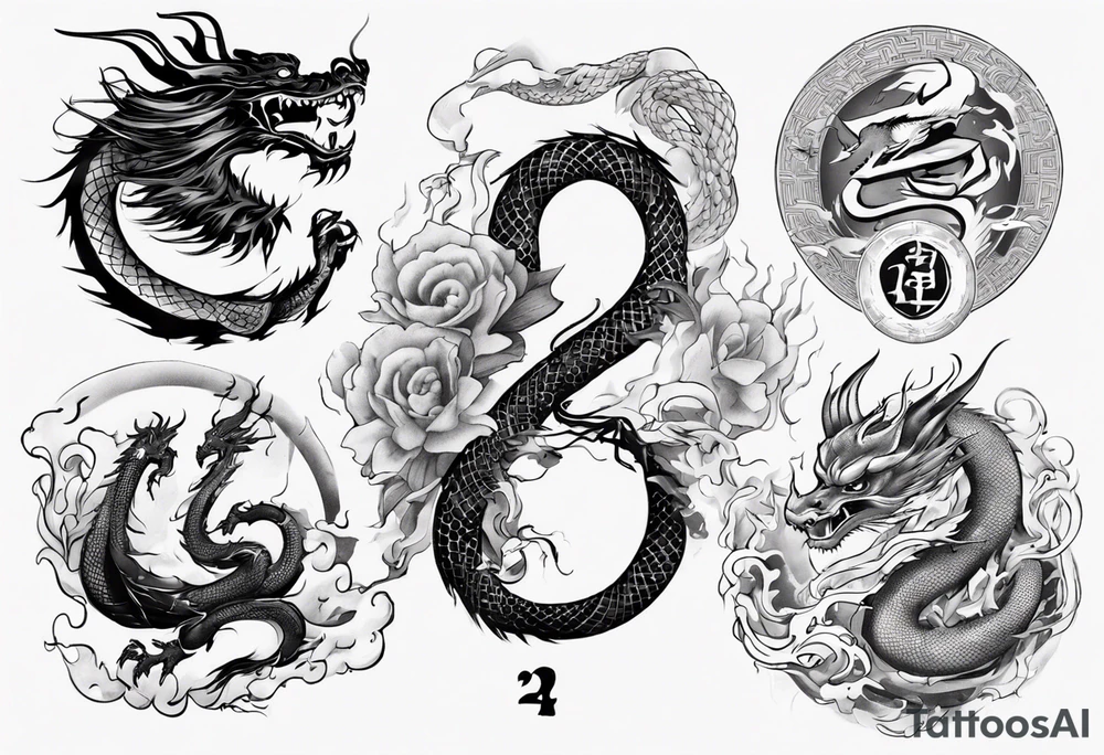 Number 24 with a Chinese dragon around it tattoo idea