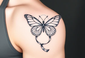 ethereal butterfly with flowing silk ribbons in moonlight tattoo idea