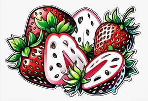 one graffiti style Strawberry, no background tattoo idea