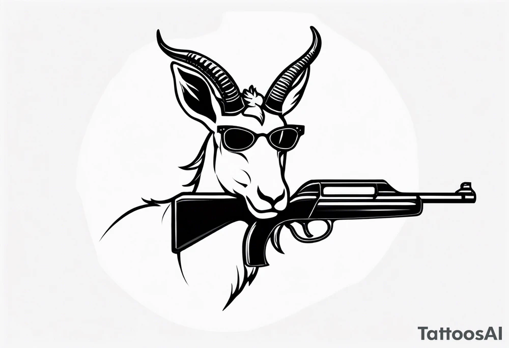 capricorn with sunglasses and shotgun tattoo idea