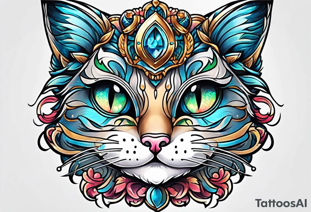 cute kitty face tattoo idea