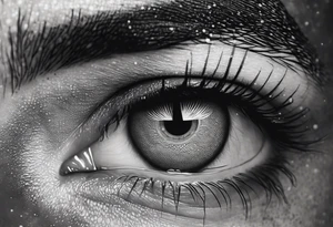 Male eye looking to the side and bleeding tattoo idea