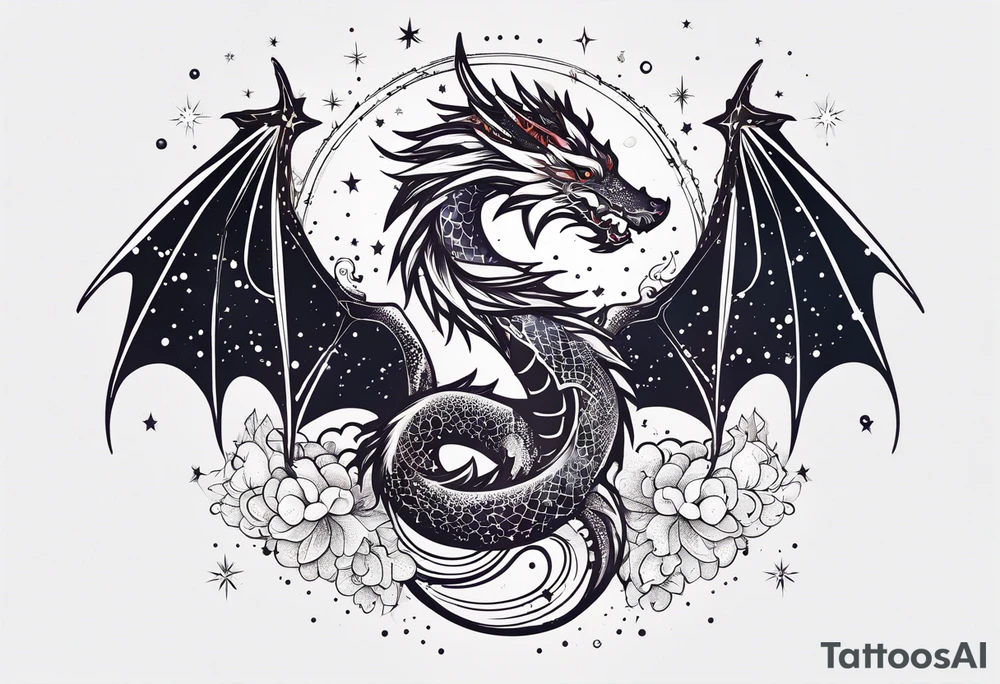 Constellation, wing , snow , cross , dragon japan kawaii tattoo idea