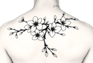 delicate cherry blossoms swirling in spring breeze with petals tattoo idea