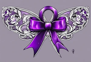 small purple cancer ribbon tattoo idea