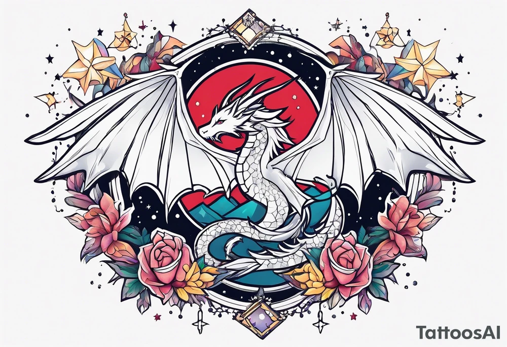 Constellation, wing , snow , cross , dragon cute tattoo idea