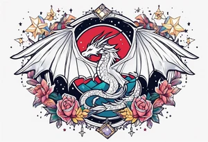 Constellation, wing , snow , cross , dragon cute tattoo idea