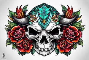 Neo traditional animal skull tattoo idea
