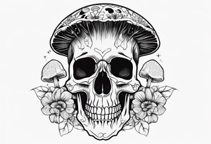 Skull magic mushrooms tattoo idea