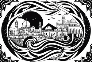 israel town  swirl vector tattoo idea
