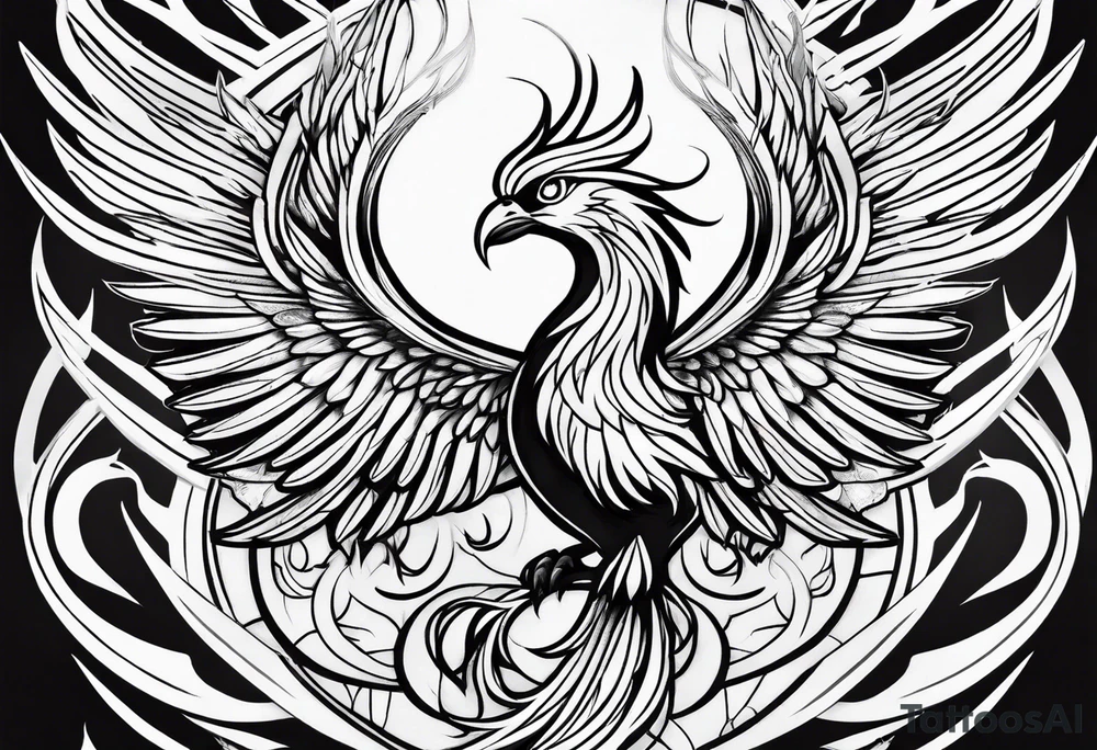 phoenix coming from flames tattoo idea