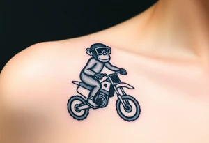 cheeky monkey on a dirt bike wearing goggles tattoo idea