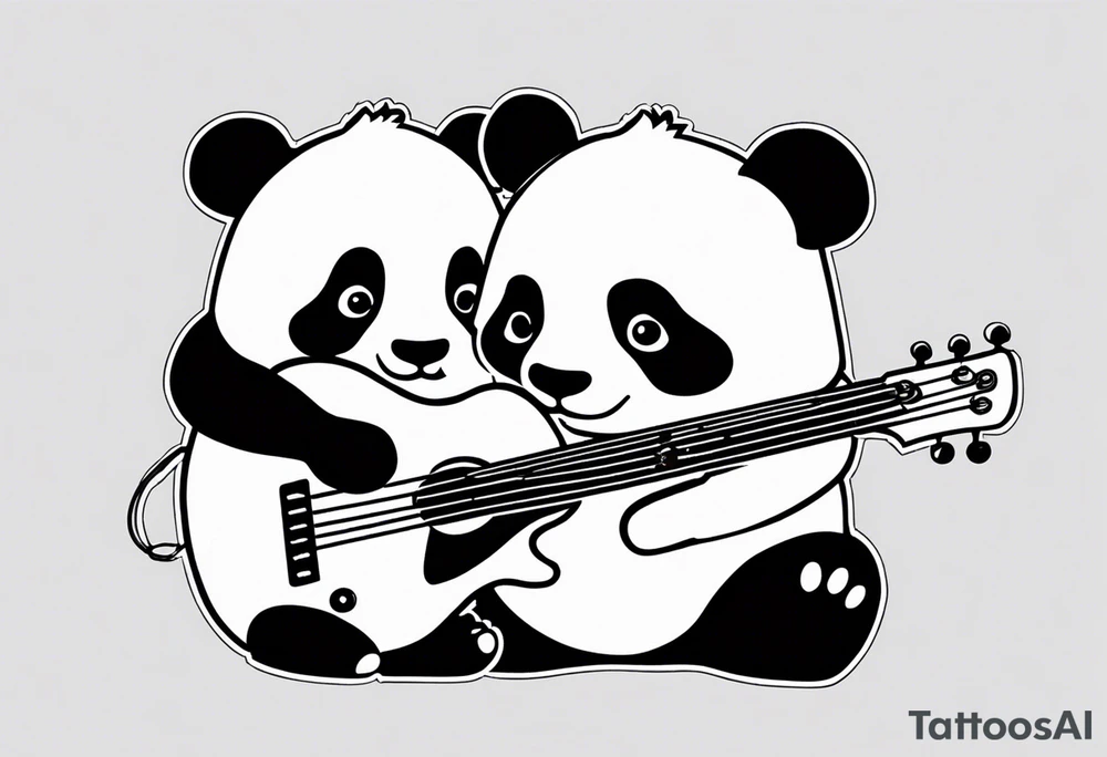 A panda playing the bass guitar tattoo idea
