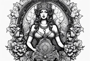 Themis with scales on her entire back tattoo idea