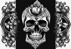 Tulip, Skull, hourglass. With Amor Fati and Memento Mori in circled tattoo idea